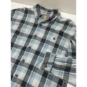 Duluth Shirt Mens Large/Tall Blue Plaid Button Up Flannel Outdoors Casual